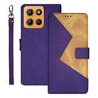 For Motorola Moto G15 idewei Two-color Splicing Leather Phone Case(Purple) - 1