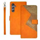 For Samsung Galaxy M34 5G idewei Two-color Splicing Leather Phone Case(Orange) - 1