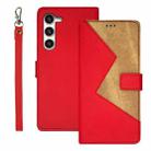 For Samsung Galaxy S24 5G idewei Two-color Splicing Leather Phone Case(Red) - 1