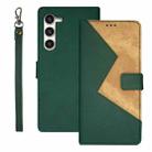 For Samsung Galaxy S24+ 5G idewei Two-color Splicing Leather Phone Case(Green) - 1