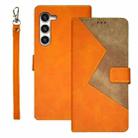 For Samsung Galaxy S24+ 5G idewei Two-color Splicing Leather Phone Case(Orange) - 1