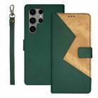 For Samsung Galaxy S24 Ultra 5G idewei Two-color Splicing Leather Phone Case(Green) - 1