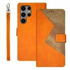 For Samsung Galaxy S24 Ultra 5G idewei Two-color Splicing Leather Phone Case(Orange) - 1