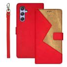 For Samsung Galaxy A55 5G idewei Two-color Splicing Leather Phone Case(Red) - 1