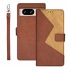 For Google Pixel 8 idewei Two-color Splicing Leather Phone Case(Brown) - 1