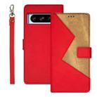 For Google Pixel 8 Pro idewei Two-color Splicing Leather Phone Case(Red) - 1