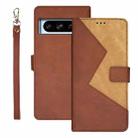 For Google Pixel 8 Pro idewei Two-color Splicing Leather Phone Case(Brown) - 1