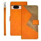 For Google Pixel 8a idewei Two-color Splicing Leather Phone Case(Orange) - 1