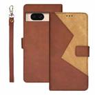 For Google Pixel 8a idewei Two-color Splicing Leather Phone Case(Brown) - 1