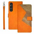 For Sony Xperia 1 V idewei Two-color Splicing Leather Phone Case(Orange) - 1