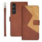 For Sony Xperia 1 V idewei Two-color Splicing Leather Phone Case(Brown) - 1