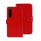 For Sony Xperia 1 V idewei Crazy Horse Texture Leather Phone Case with Holder(Red) - 1