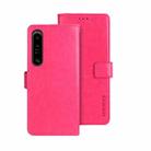 For Sony Xperia 1 V idewei Crazy Horse Texture Leather Phone Case with Holder(Rose Red) - 1