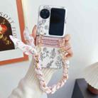 For OPPO Find N3 Flip Pearlescent Paint Painted PC Phone Case with DIY Scarf Bracelet(Sketch Flower) - 2