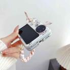 For OPPO Find N3 Flip Pearlescent Paint Painted PC Phone Case with DIY Scarf Bracelet(Sketch Flower) - 3