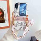 For OPPO Find N2 Flip Pearlescent Paint Painted PC Phone Case with DIY Scarf Bracelet(Sketch Flower) - 2