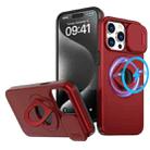 For iPhone 15 Pro Max Camshield MagSafe Ring Holder Armor Phone Case(Red) - 1