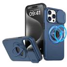 For iPhone 15 Pro Max Camshield MagSafe Ring Holder Armor Phone Case(Blue) - 1