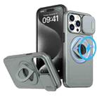 For iPhone 15 Pro Max Camshield MagSafe Ring Holder Armor Phone Case(Titanium Grey) - 1