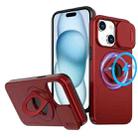 For iPhone 15 Plus Camshield MagSafe Ring Holder Armor Phone Case(Red) - 1