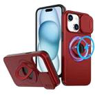 For iPhone 15 Camshield MagSafe Ring Holder Armor Phone Case(Red) - 1