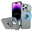 For iPhone 14 Pro Camshield MagSafe Ring Holder Armor Phone Case(Titanium Grey) - 1