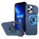 For iPhone 13 Pro Max Camshield MagSafe Ring Holder Armor Phone Case(Blue) - 1