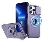 For iPhone 13 Pro Max Camshield MagSafe Ring Holder Armor Phone Case(Purple) - 1