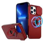 For iPhone 13 Pro Camshield MagSafe Ring Holder Armor Phone Case(Red) - 1
