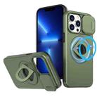 For iPhone 13 Pro Camshield MagSafe Ring Holder Armor Phone Case(Olive Green) - 1