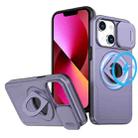 For iPhone 13 Camshield MagSafe Ring Holder Armor Phone Case(Purple) - 1