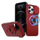 For iPhone 12 Pro Max Camshield MagSafe Ring Holder Armor Phone Case(Red) - 1