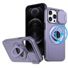 For iPhone 12 Pro Max Camshield MagSafe Ring Holder Armor Phone Case(Purple) - 1
