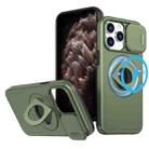 For iPhone 11 Pro Max Camshield MagSafe Ring Holder Armor Phone Case(Olive Green) - 1