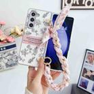 For Samsung Galaxy Z Fold5 5G Pearlescent Paint Painted PC Phone Case with DIY Scarf Bracelet(Sketch Flower) - 2