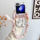 For Samsung Galaxy Z Flip5 5G Pearlescent Paint Painted PC Phone Case with DIY Scarf Bracelet(Sketch Flower) - 2