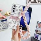 For Samsung Galaxy Z Fold6 Pearlescent Paint Painted PC Phone Case with DIY Scarf Bracelet(Sketch Flower) - 2