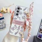 For Samsung Galaxy Z Fold6 Pearlescent Paint Painted PC Phone Case with DIY Scarf Bracelet(Sketch Flower) - 3