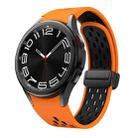 For Samsung Galaxy Watch 6 / 6 Classic Two Color Magnetic Folding Black Buckle Watch Band(Orange Black) - 1