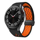 For Samsung Galaxy Watch 6 / 6 Classic Two Color Magnetic Folding Black Buckle Watch Band(Black Orange) - 1