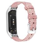 For Samsung Galaxy Fit E Stainless Steel Canvas Watch Band, Size:L(Pink) - 1