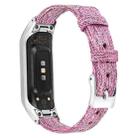 For Samsung Galaxy Fit E Stainless Steel Canvas Watch Band, Size:L(Pink Purple) - 1