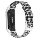 For Samsung Galaxy Fit E Stainless Steel Canvas Watch Band, Size:L(Black White) - 1