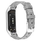 For Samsung Galaxy Fit E Stainless Steel Canvas Watch Band, Size:L(Black And Gray) - 1