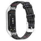 For Samsung Galaxy Fit E Stainless Steel Canvas Watch Band, Size:L(Black Gray) - 1