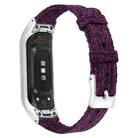 For Samsung Galaxy Fit E Stainless Steel Canvas Watch Band, Size:L(Black Purple) - 1