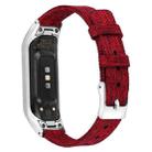 For Samsung Galaxy Fit E Stainless Steel Canvas Watch Band, Size:L(Red) - 1