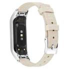 For Samsung Galaxy Fit E Stainless Steel Canvas Watch Band, Size:L(Apricot) - 1