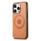For iPhone 15 Pro Max Denior Cowhide Texture Leather MagSafe Phone Case(Khaki) - 3