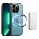 For iPhone 13 Pro Max Denior Cowhide Texture Leather MagSafe Phone Case(Blue) - 1
